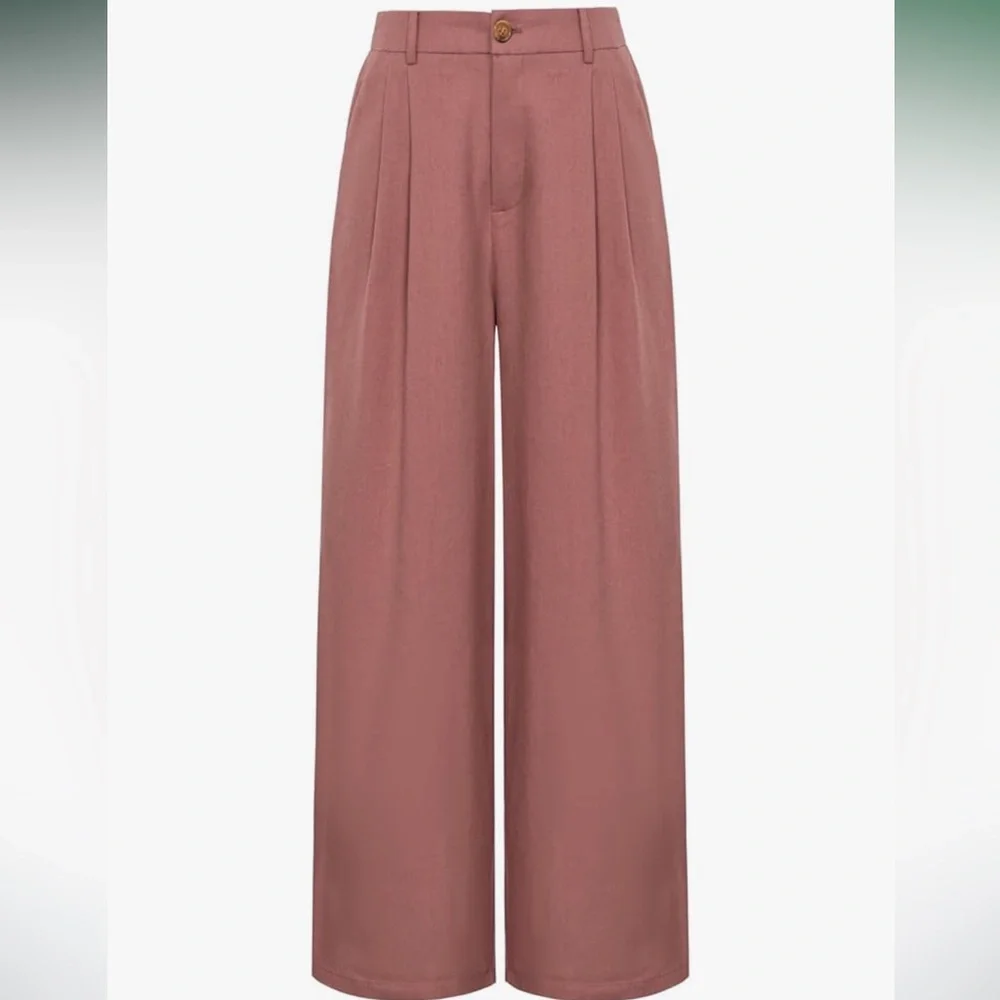 Grace Karin Dusty Rose Wide-Leg Pants - Picture 3 of 9